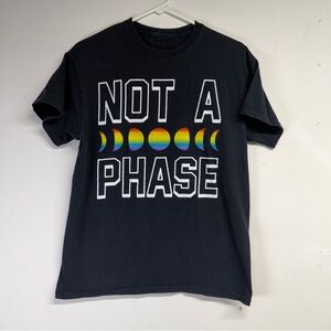 Spencer‘s Not A Phase Rainbow LGBTQ Moon Black T-shirt Adult Medium